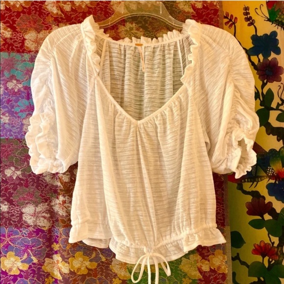 🌺🎉HP🎉🌺 NWT Free People Dorothy Ruffled Peasant Top - Picture 6 of 11